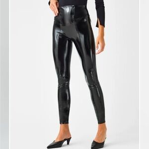 Spanx Black High-Waisted Faux Leather Leggings